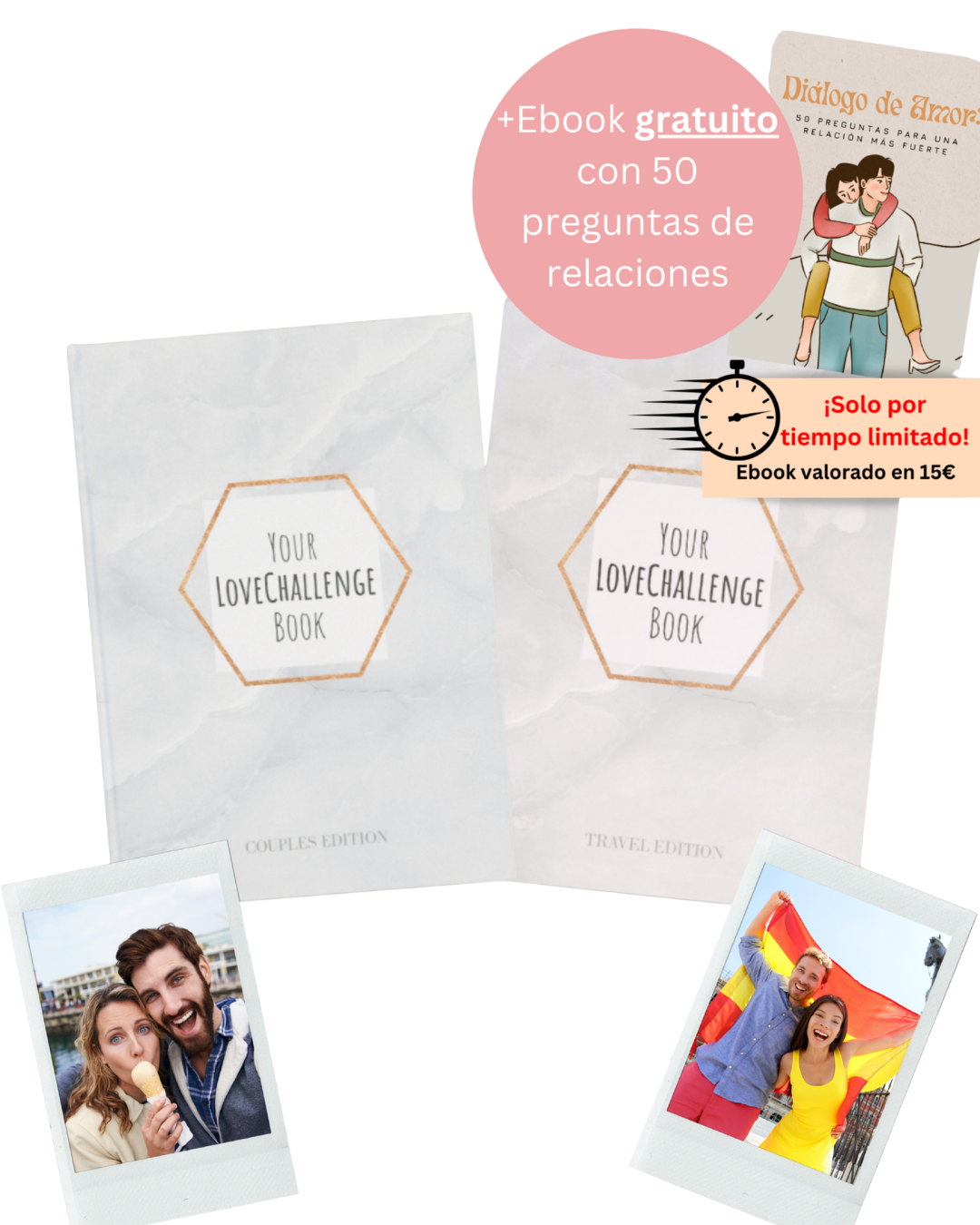 Paquete de Parejas - (Viajes + Edición Parejas + E-Book gratuito con 50 preguntas para tu pareja