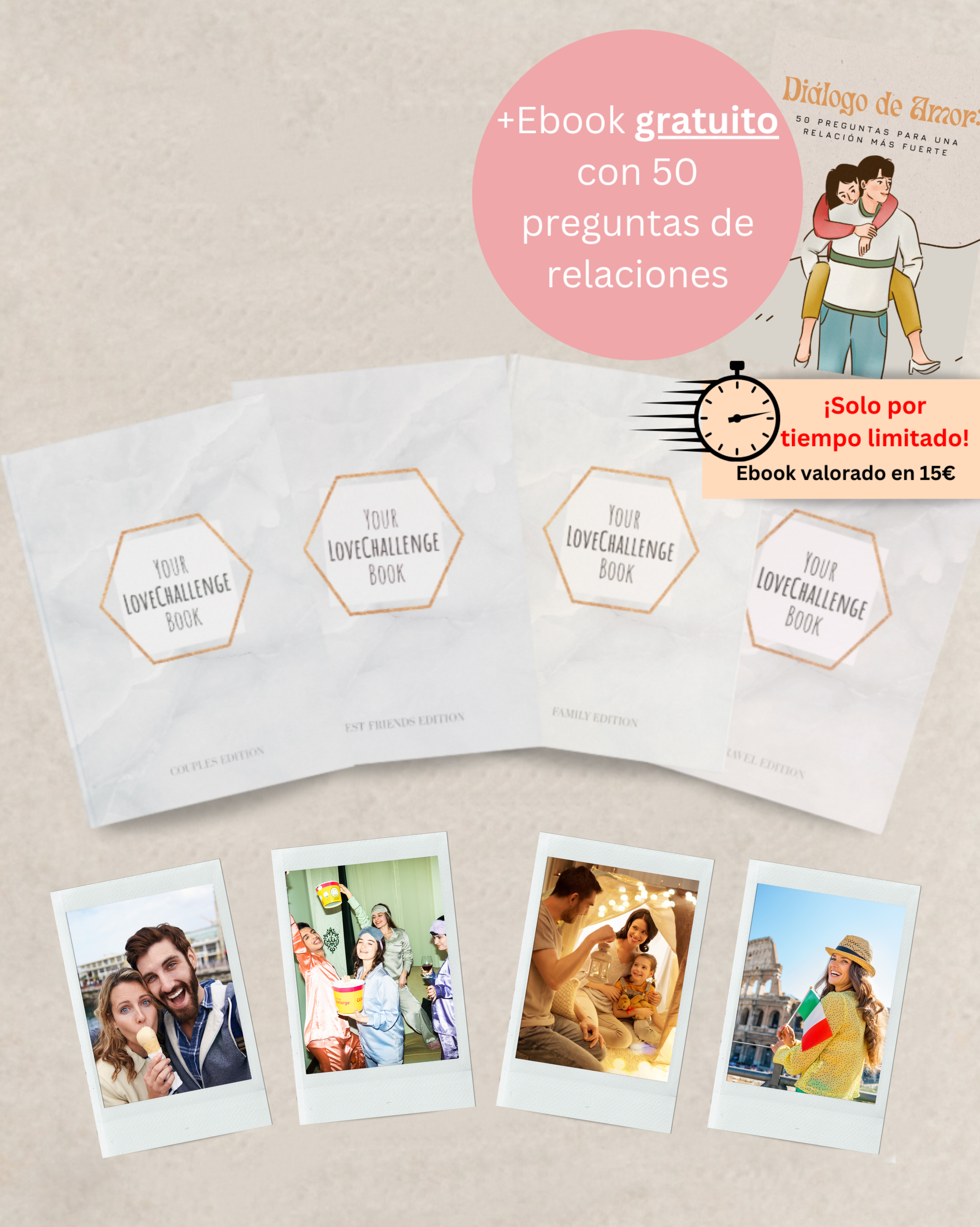 Paquete Todo en Uno - (Parejas + Amigos + Viaje + Familia Edición +E-Book gratuito con 50 preguntas para tu pareja.